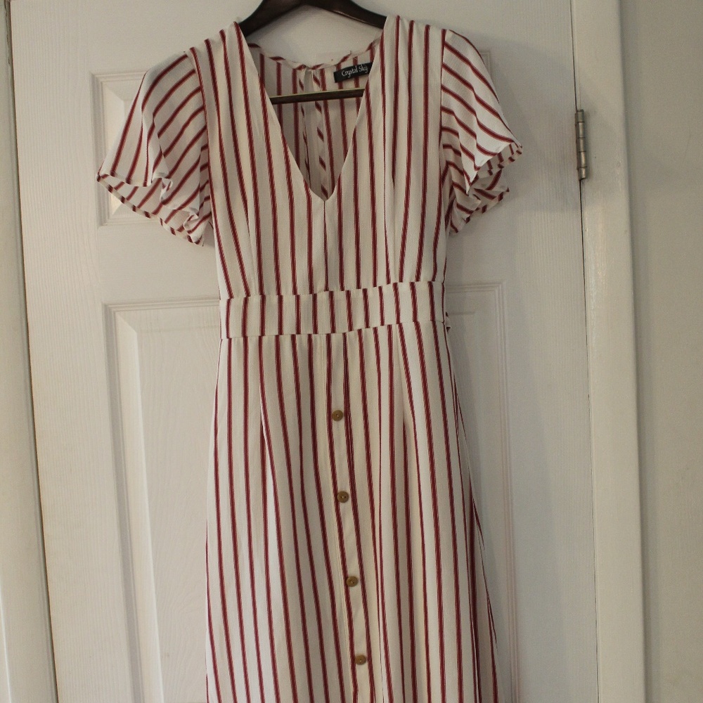 NWT Midi Vintage-Style Red&White Dress - Juniors 9